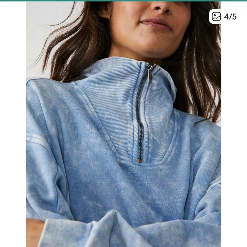 FP Movement by Free People Light Blue Cowl Neck Sweater